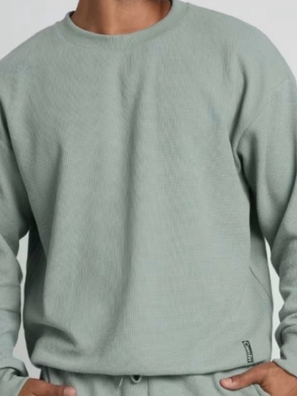 Relaxed Mint Waffle Crewneck Sweatshirt - Women's - Picture 2 of 5